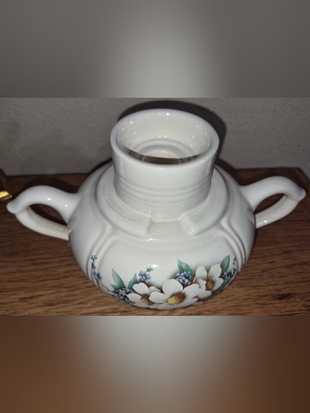 Vintage McCoy Pottery Floral Hurricane Candle lamp base with Glass Chimney/Globe - Picture 3 of 11
